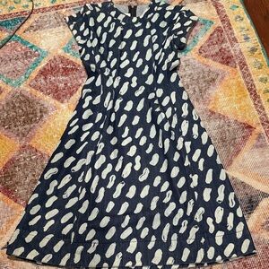 Marni Navy and Cream Midi Dress